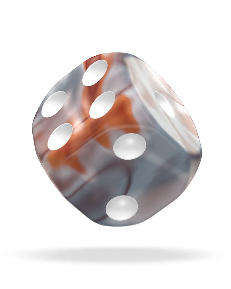 Oakie Doakie Dice - D6 Dice 12 mm Gemidice - Silver-Rust [36]